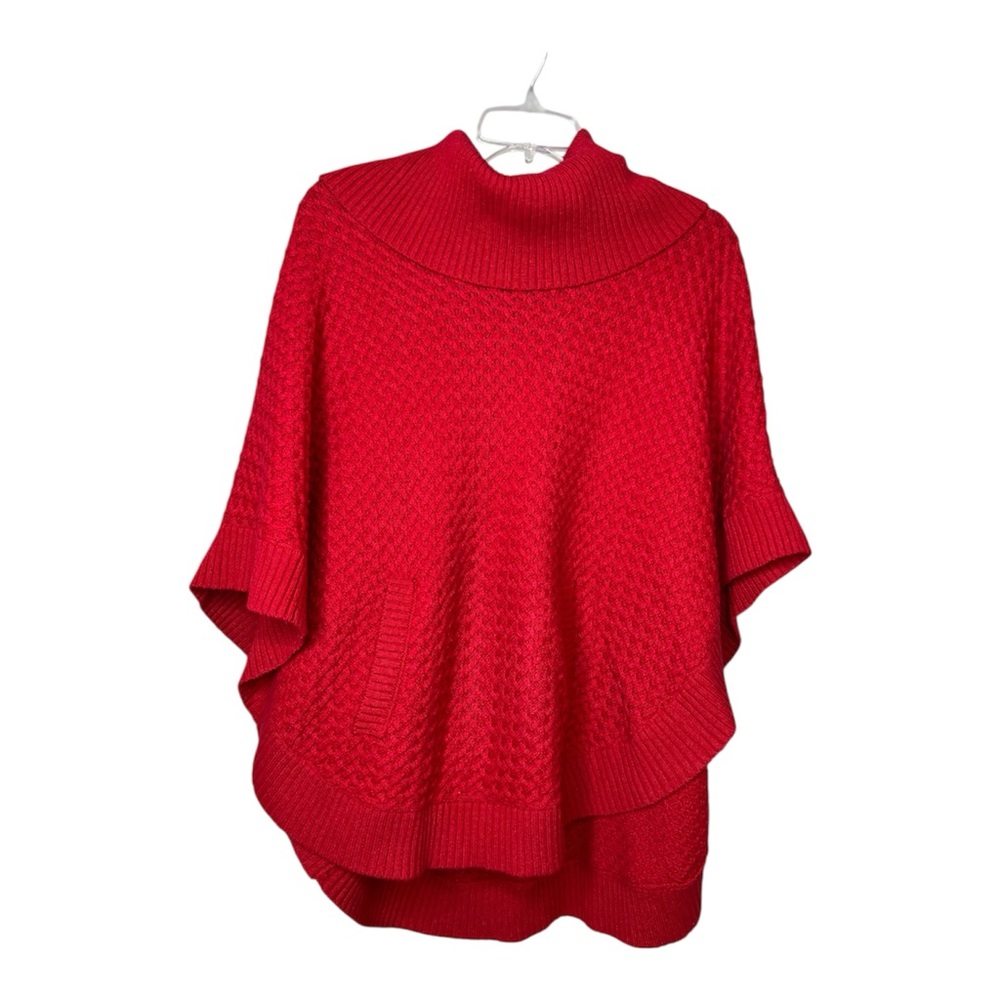 Talbots Scarlet Cowl Knit Poncho SZ XS